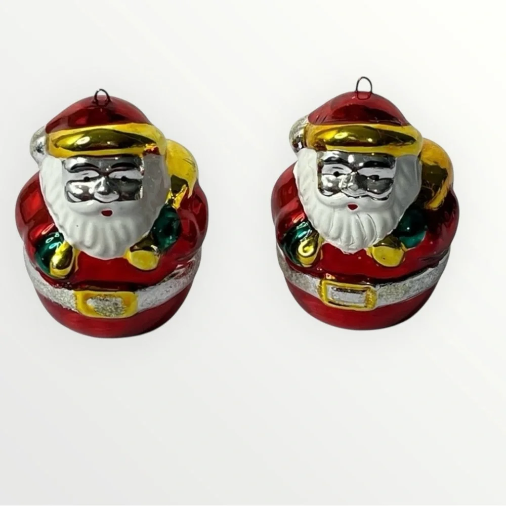 Glass Figure Ornaments‎ Lot of 8 Hanging Christmas Decor Santa